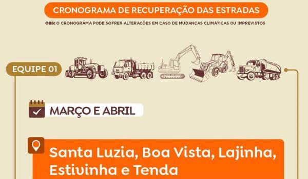 Imagens da A Prefeitura de Seabra informa à população o cronograma de recuperação de estradas para os próximos meses.