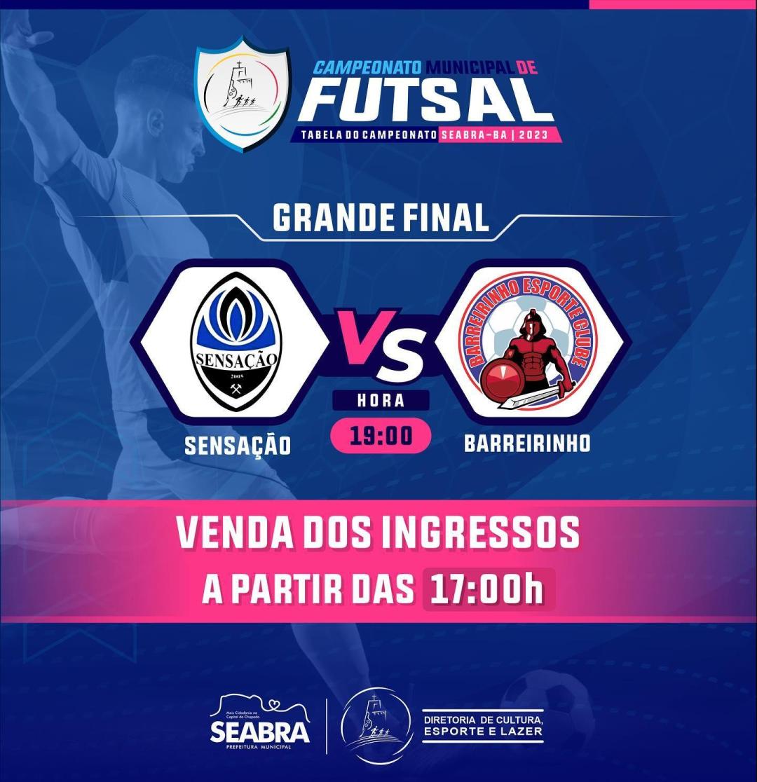 A venda dos ingressos para a final do Campeonato Municipal de Futsal estará liberada a partir das 17 horas.
