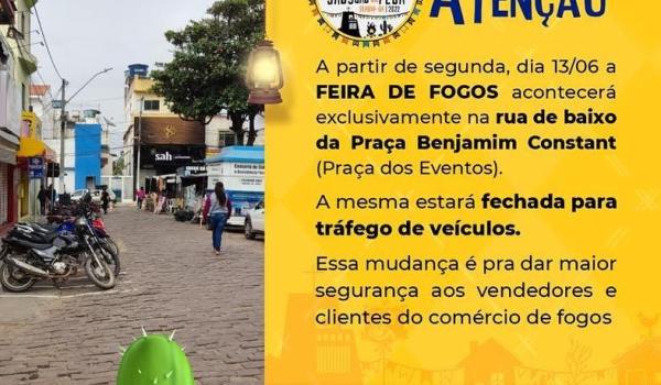 Atenção! dia 13/06 a FEIRA DE FOGOS acontecerá exclusivamente na...