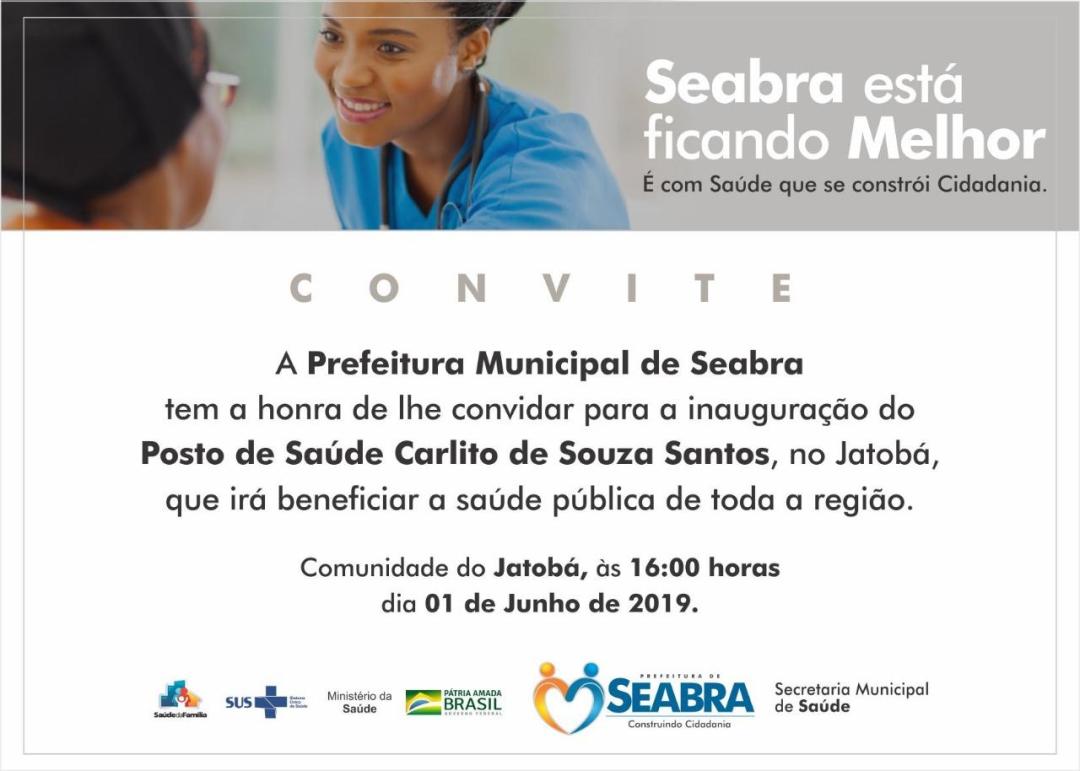 Convite da inauguração do Posto de Saúde Carlito de Souza Santos