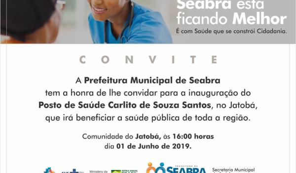 Convite da inauguração do Posto de Saúde Carlito de Souza...