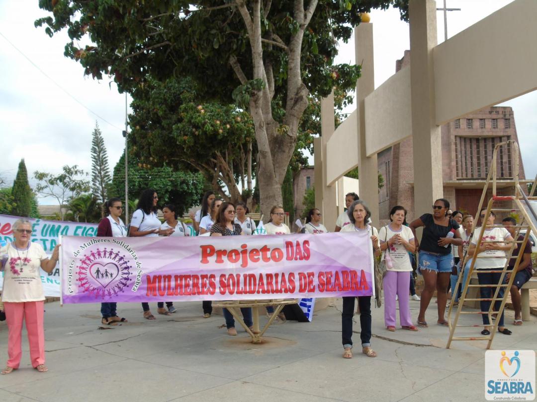 O Projeto Mulheres Solidarias em parceria com a Secretaria de Ação Social promovem passeata em Seabra 